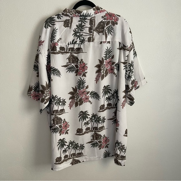 NWT Caribbean Mens Shirt brown pink palm trees huts button up size 3XT - Picture 14 of 14